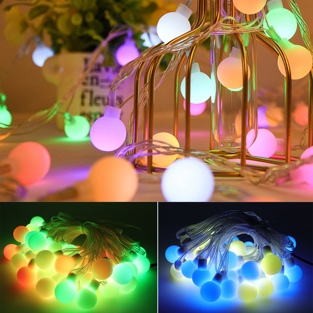 RGB Ball LED String Lights, Color-Changing Globe Fairy Lights