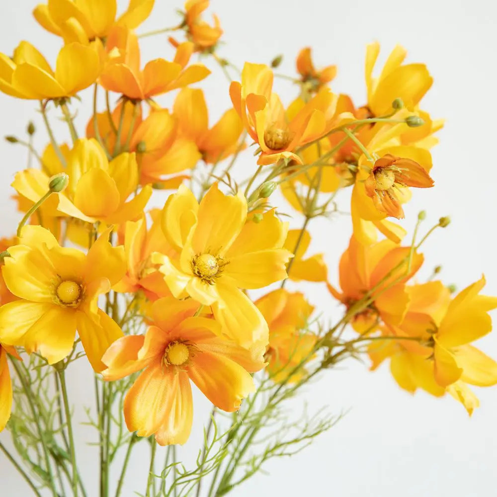 Artificial Cosmos Flowers Branch — Faux Silk Wildflower Stem