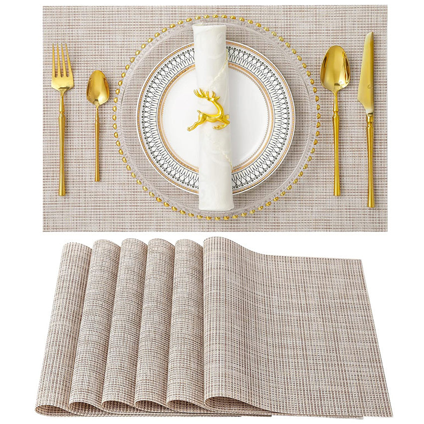 Woven Textured Placemats — Waterproof Wipe-Clean Table Mats