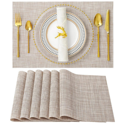 Woven Textured Placemats — Waterproof Wipe-Clean Table Mats