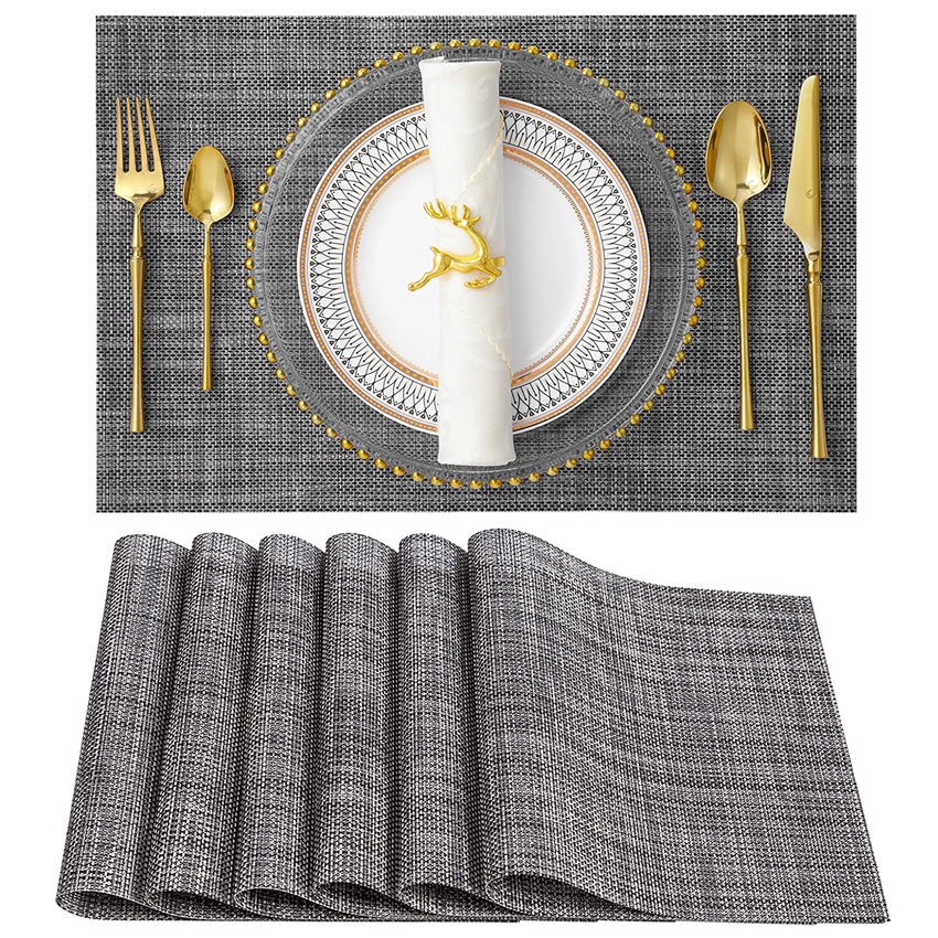 Woven Textured Placemats — Waterproof Wipe-Clean Table Mats