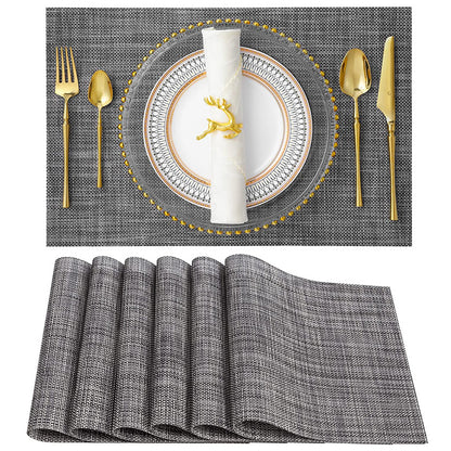 Woven Textured Placemats — Waterproof Wipe-Clean Table Mats