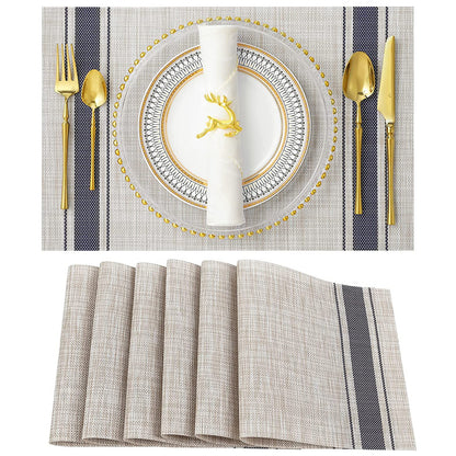 Woven Textured Placemats — Waterproof Wipe-Clean Table Mats