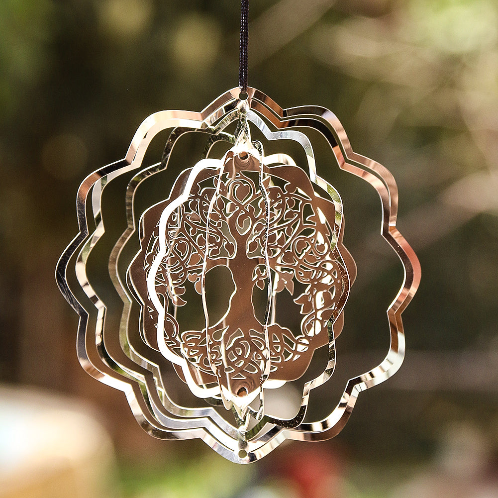 Tree of Life 3D Wind Spinner Rotating Hanging Garden Sun Catcher