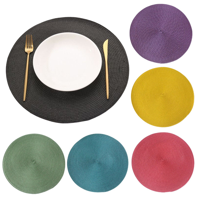 Round Woven Placemats — Heat-Resistant Table Mats, Many Colors
