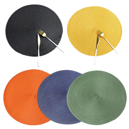 Round Woven Placemats — Heat-Resistant Table Mats, Many Colors