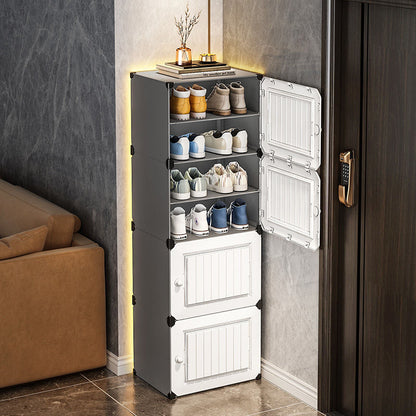 Tall Stackable Shoe Cabinet, Modular Cubby Storage Organizer