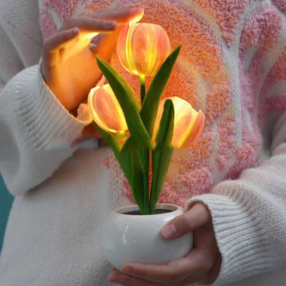 LED Tulip Lamp - Glowing Flower Night Light for Bedside & Desk