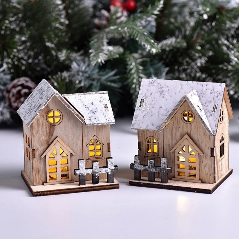 Light-Up Wooden Christmas House, LED Holiday Cabin Decoration