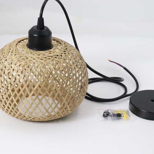 Hand Woven Bamboo Rattan Pendant Light Natural Boho Cafe Lamp