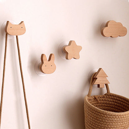 Cute Wooden Wall Hooks Animal Kids Room Decor Coat & Key Hook