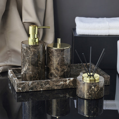 Dark Marble Bathroom Accessories Set Luxury Soap Dispenser & Tray