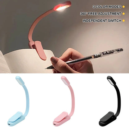 Clip-On Book Light Rechargeable LED Reading Light 3 Brightness Modes