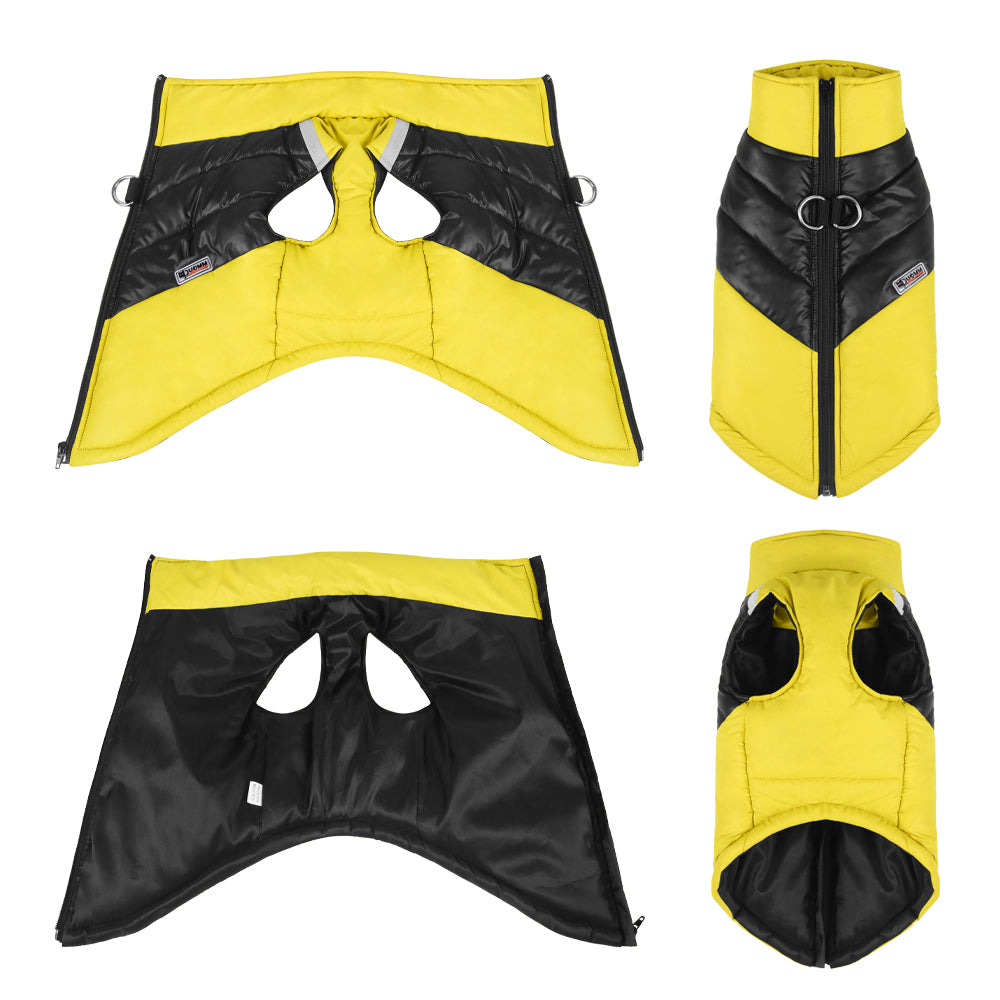 Waterproof Winter Dog Coat - Warm Padded Pet Jacket with Reflective Tr