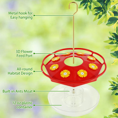 Hummingbird Feeder, 8-Port Hanging Bird Feeder with Built-In Ant Moat