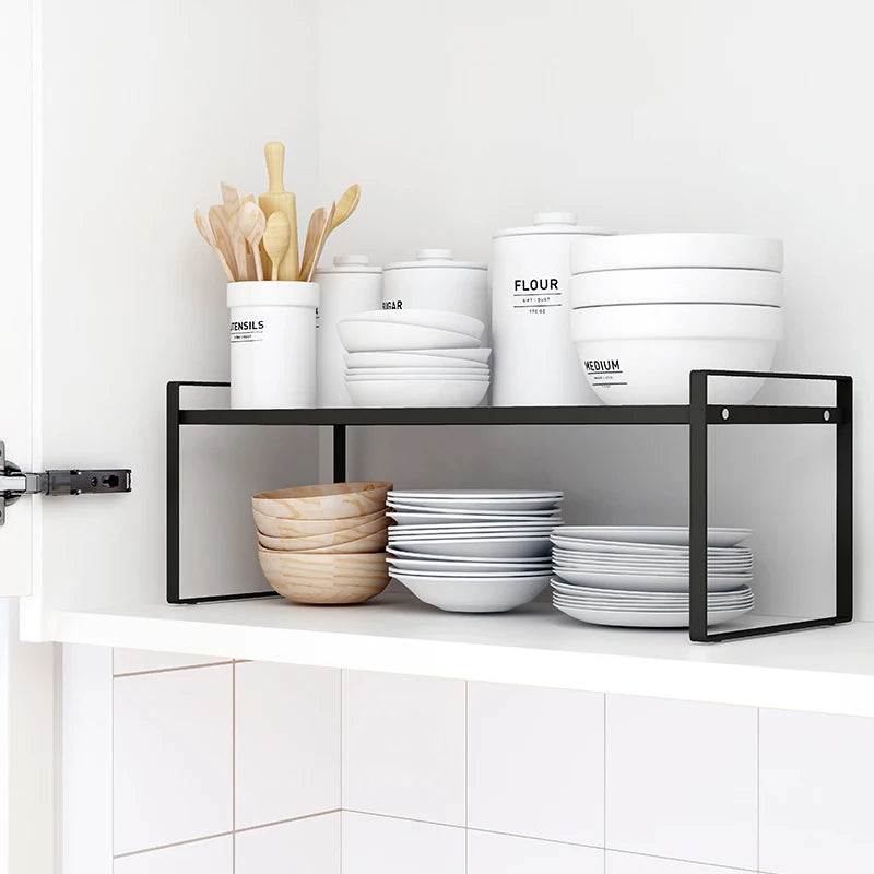 Steel Cabinet Shelf Rack, Stackable Kitchen Counter Organizer