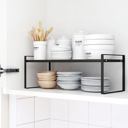 Steel Cabinet Shelf Rack, Stackable Kitchen Counter Organizer