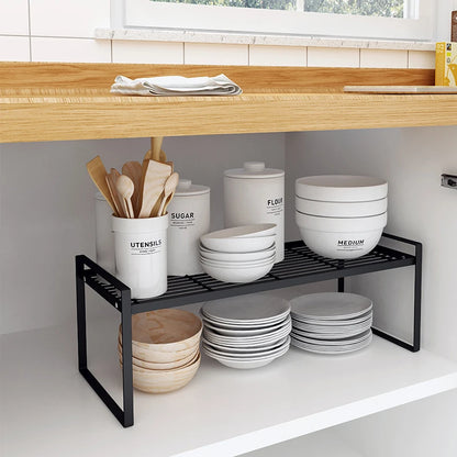 Steel Cabinet Shelf Rack, Stackable Kitchen Counter Organizer