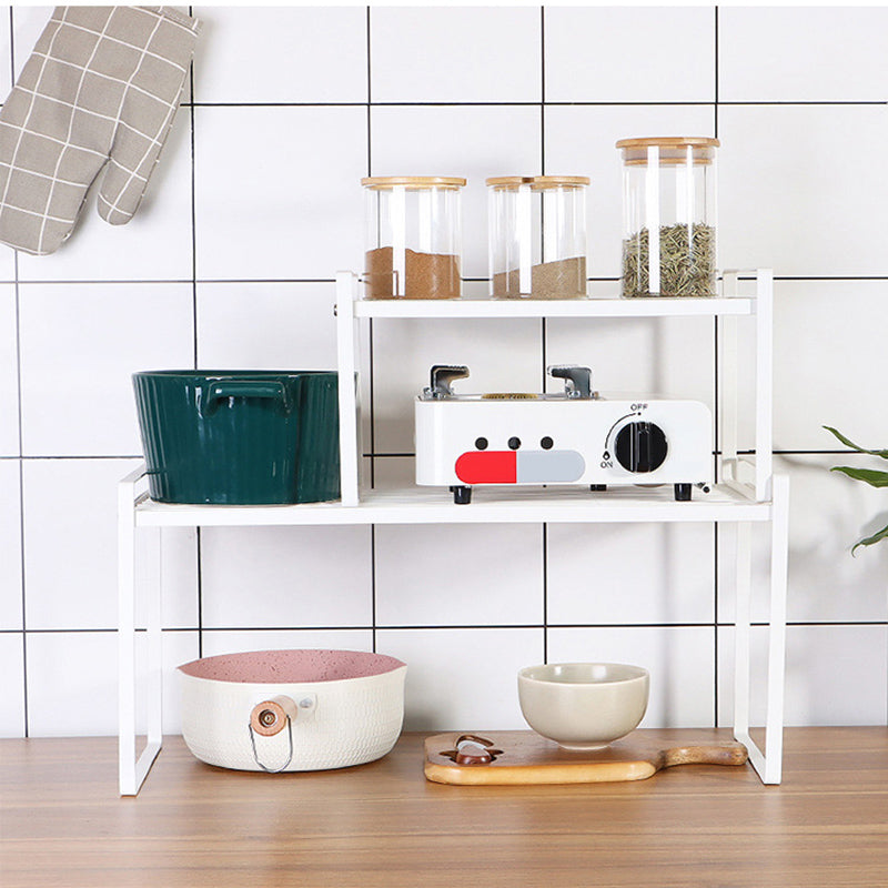 Steel Cabinet Shelf Rack, Stackable Kitchen Counter Organizer