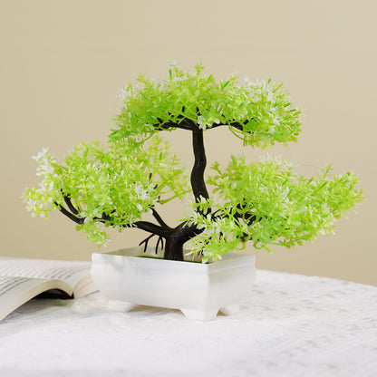 Artificial Flowering Bonsai Tree - Faux Pine Pot Plant Tabletop Decor