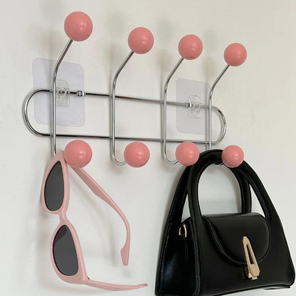 Retro Ball Wall Hook Rack, Multi-Hook Coat, Key & Bag Organizer