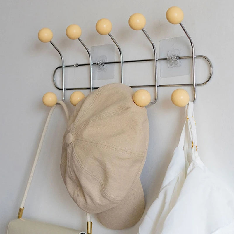 Retro Ball Wall Hook Rack, Multi-Hook Coat, Key & Bag Organizer