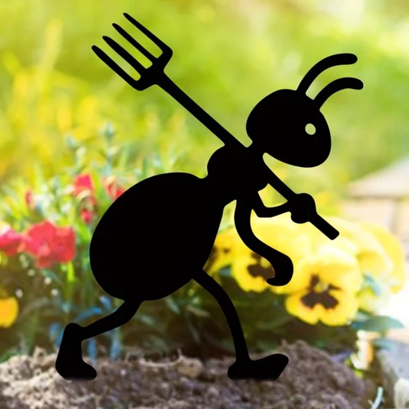 Metal Garden Ant Stakes Set, Whimsical Outdoor Yard Decor Silhouettes