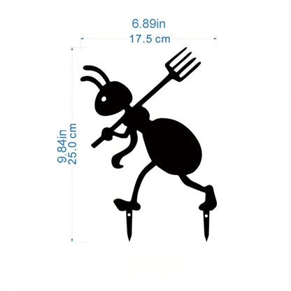 Metal Garden Ant Stakes Set, Whimsical Outdoor Yard Decor Silhouettes