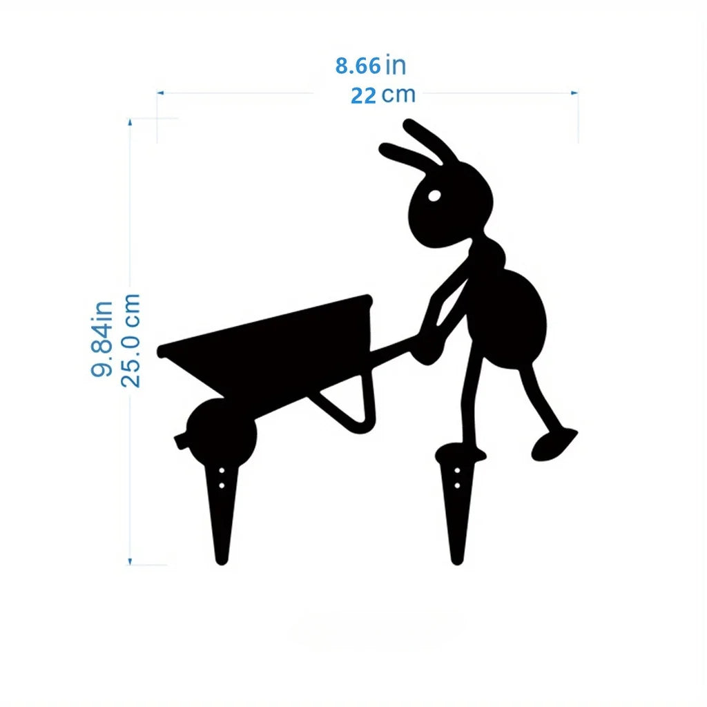 Metal Garden Ant Stakes Set, Whimsical Outdoor Yard Decor Silhouettes