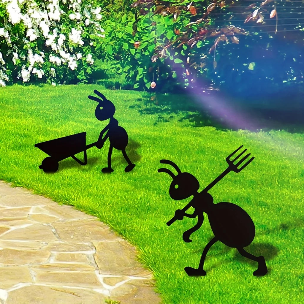 Metal Garden Ant Stakes Set, Whimsical Outdoor Yard Decor Silhouettes