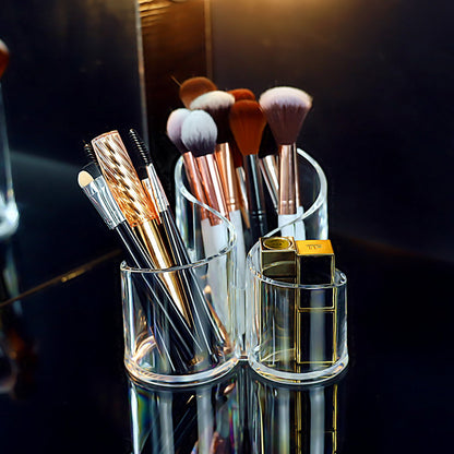 Clear Acrylic Makeup Brush Holder, 3-Slot Cosmetic Organizer