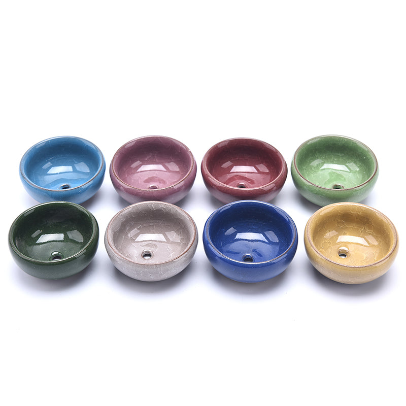 Ice-Crack Glaze Ceramic Planter - Mini Succulent Pot w/ Drainage Hole