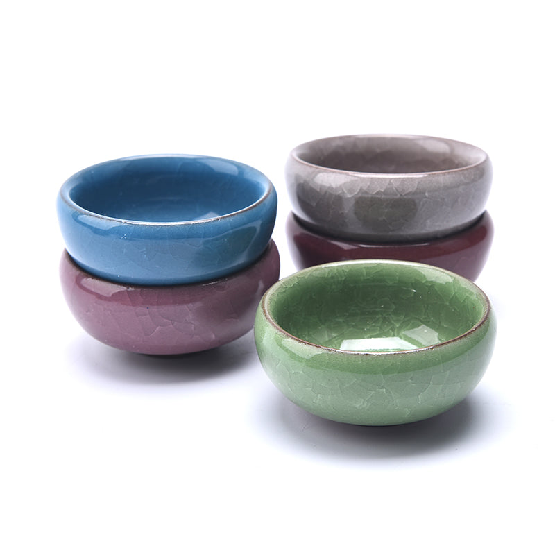 Ice-Crack Glaze Ceramic Planter - Mini Succulent Pot w/ Drainage Hole