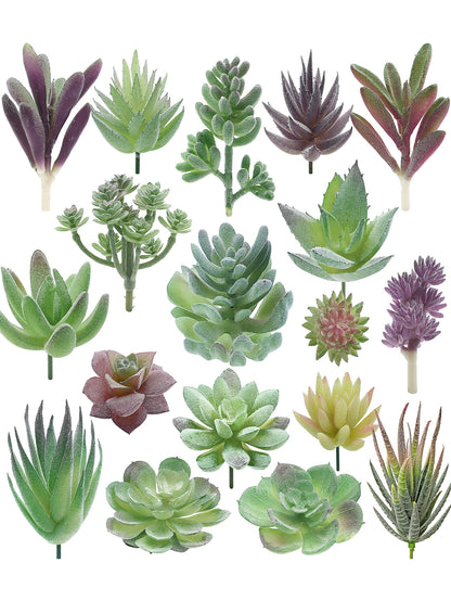Double-Flocked Artificial Succulents, Realistic Faux Plant Picks