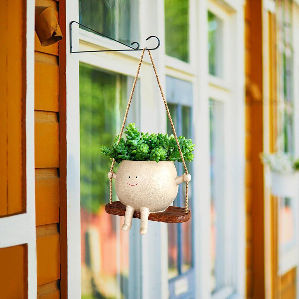 Swinging Face Planter, Cute Resin Hanging Flower Pot