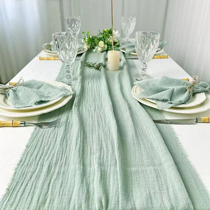 Gauze Cotton Table Runner, Frayed-Edge Wedding Cheesecloth