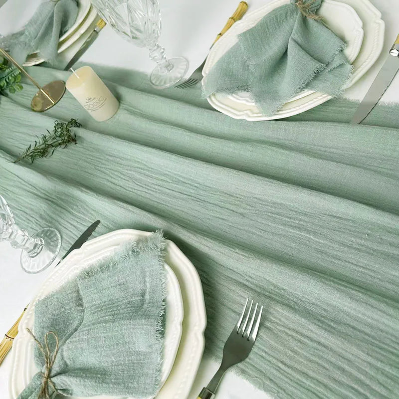 Gauze Cotton Table Runner, Frayed-Edge Wedding Cheesecloth