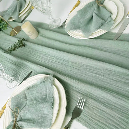 Gauze Cotton Table Runner, Frayed-Edge Wedding Cheesecloth