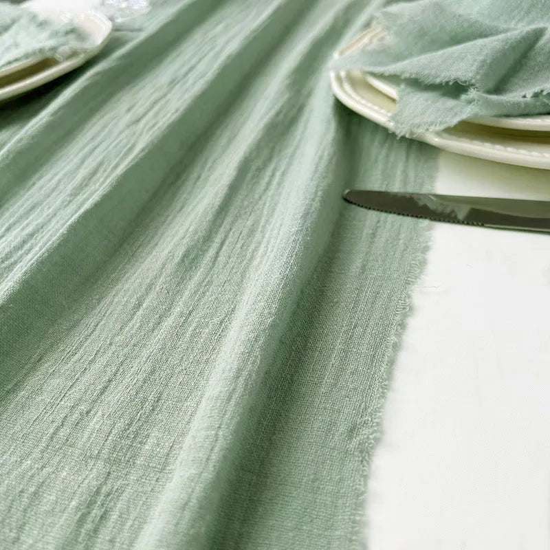 Gauze Cotton Table Runner, Frayed-Edge Wedding Cheesecloth