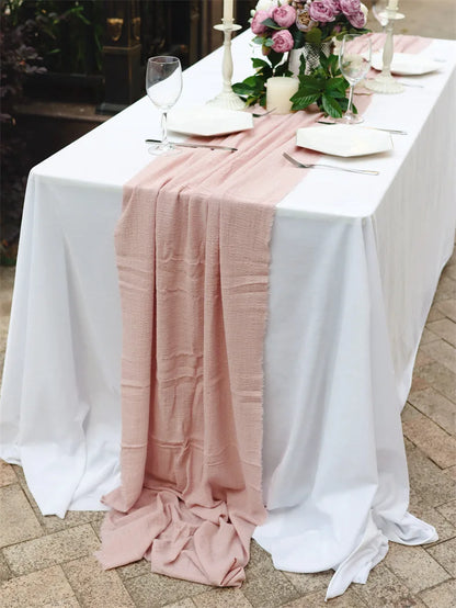 Gauze Cotton Table Runner, Frayed-Edge Wedding Cheesecloth