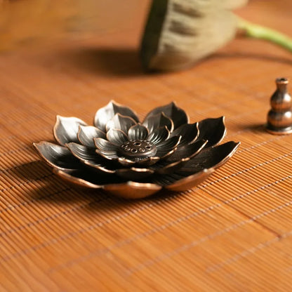 Lotus Incense Holder Alloy Stick & Cone Burner Plate Ash Catcher