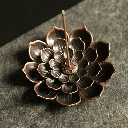 Lotus Incense Holder Alloy Stick & Cone Burner Plate Ash Catcher