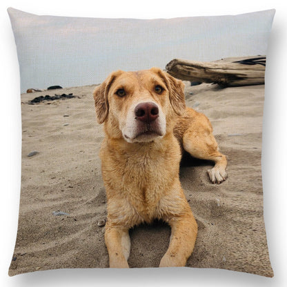 Custom Photo Throw Pillow Cover, Personalized Linen Cushion Cover