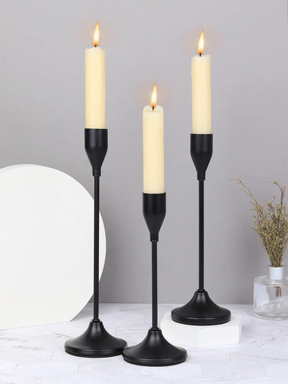 Metal Taper Candle Holders, Set of 3 Modern Candlestick Stands