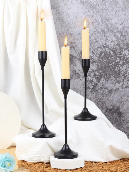 Metal Taper Candle Holders, Set of 3 Modern Candlestick Stands