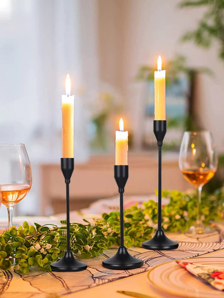 Metal Taper Candle Holders, Set of 3 Modern Candlestick Stands