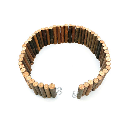Natural Wood Hamster Ladder Bridge, Flexible Small Pet Fence Toy