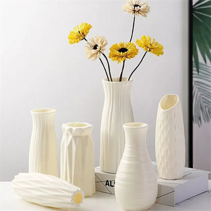 Nordic Plastic Flower Vase, Modern Minimalist Decor Bottle