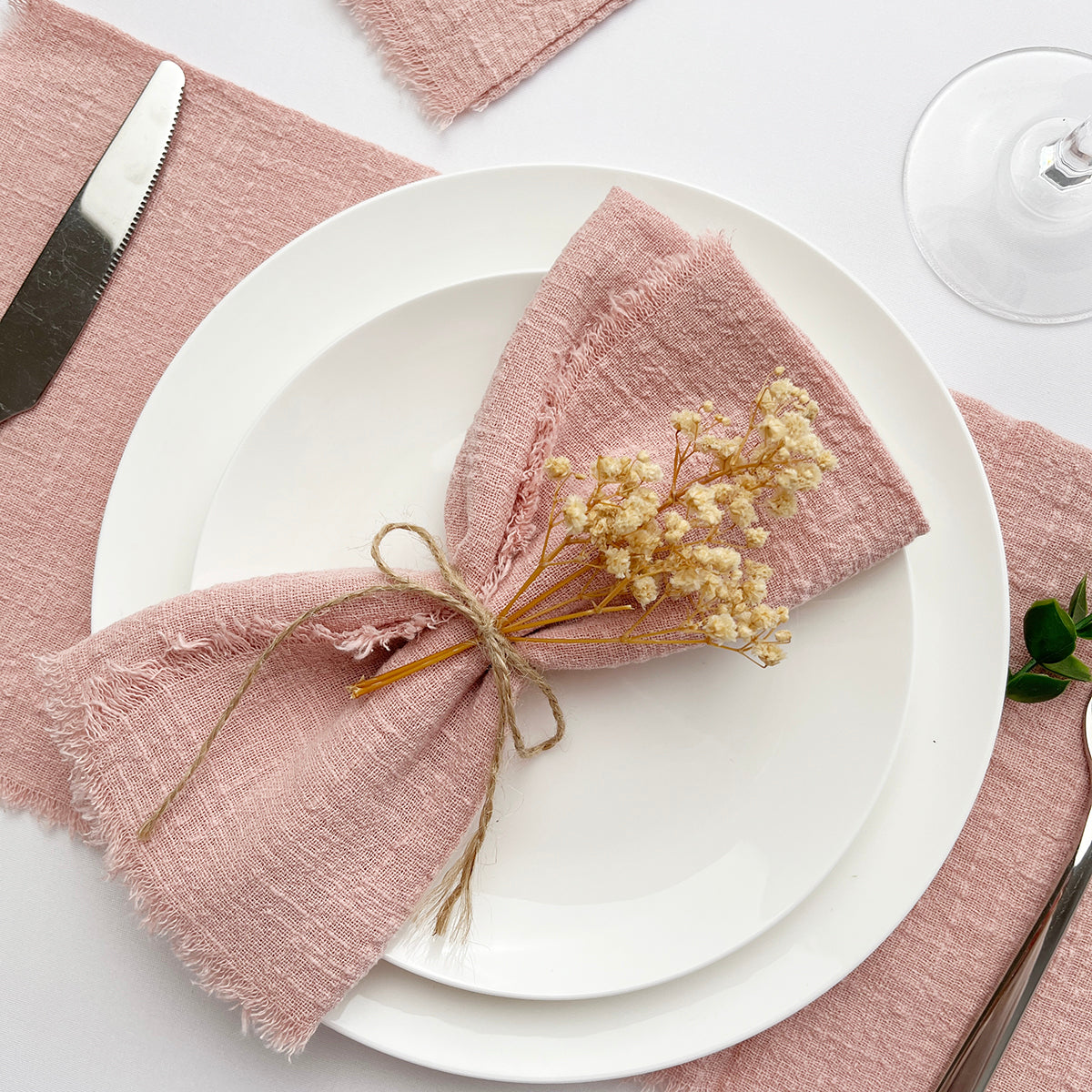 10-Pack Cotton Gauze Napkins — Frayed-Edge Reusable Tea Towels