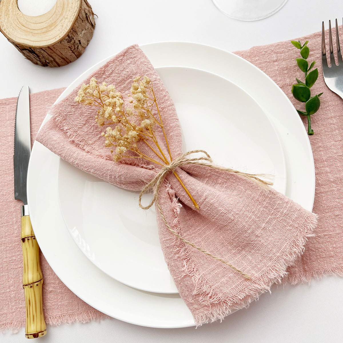 10-Pack Cotton Gauze Napkins — Frayed-Edge Reusable Tea Towels